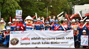 Pekerja Kilang Pertamina Balongan Kampanyekan Keselamatan Kerja